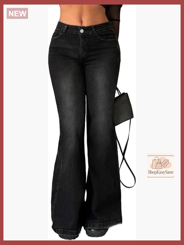 Bootcut Jeans Flare Jeans Mid-High Waisted Stretchy Jeans Trendy 90s Denim Pants